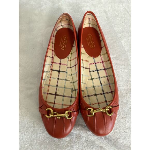 Coach Shoes - Coach Leona Kidskin Flats in Burnt Orange Size 8M
